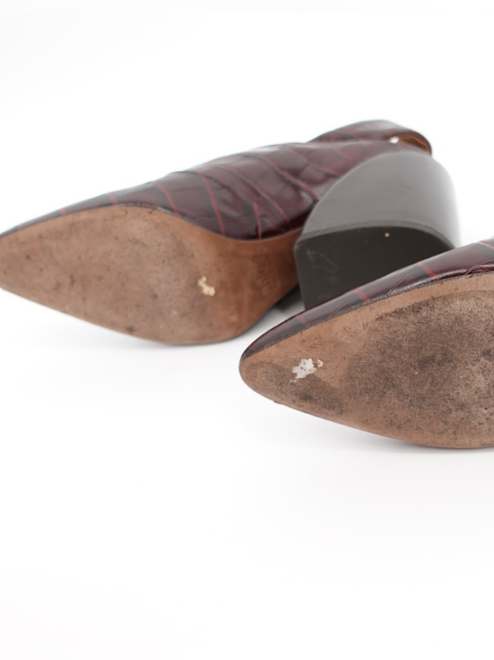 Chloé Croc Embossed Slingback Mule Block Heel Burgundy EU 38 - Picture 7 of 9